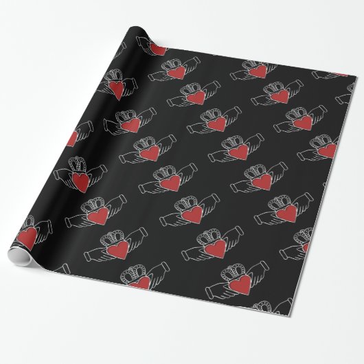 Rotes und schwarzes Pattern-Papier Geschenkpapier (Ungerollt)