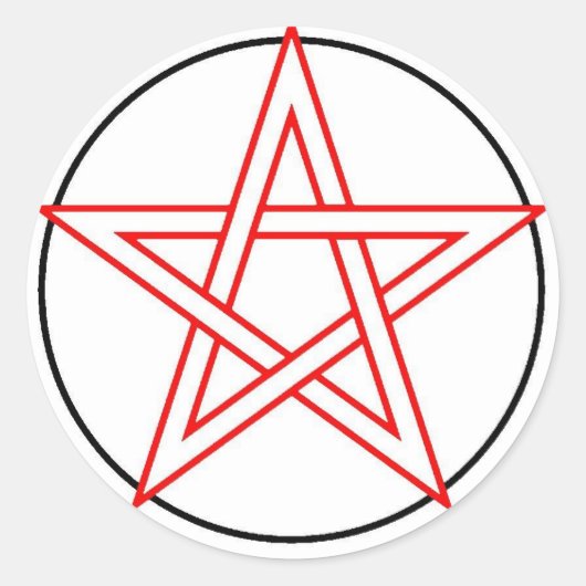 Rotes und schwarzes Pentagramm Runder Aufkleber (Vorderseite)