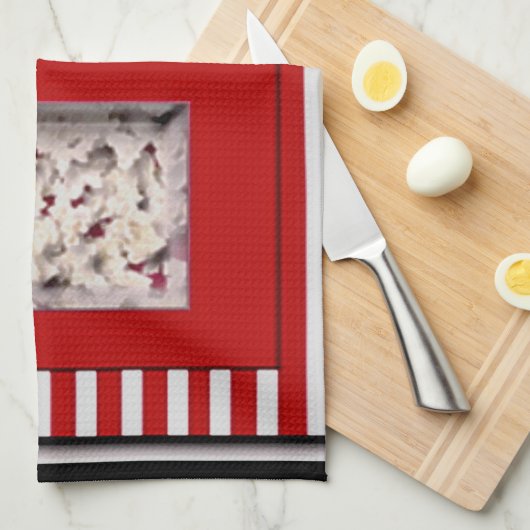 Rotes und schwarzes Popcorn-Geschirrtuch Geschirrtuch (Viertel Falte)