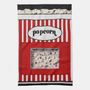Rotes und schwarzes Popcorn-Geschirrtuch Geschirrtuch