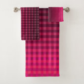 Rotes und schwarzes Prüfmuster Badhandtuch Set (Insitu)
