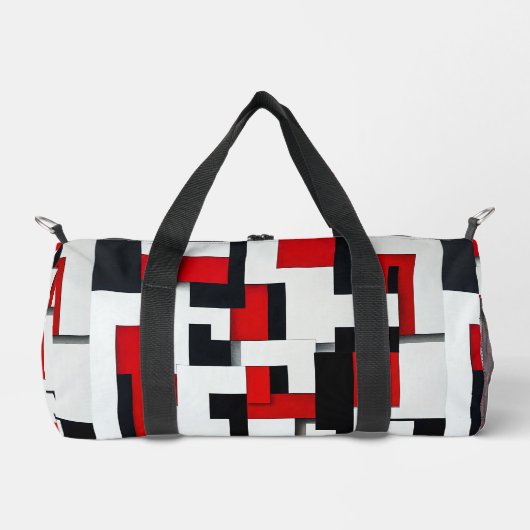 Rotes und schwarzes Quadrat mit weißem Hintergrund Duffle Bag (Vorderseite)