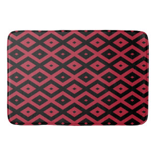 Rotes und schwarzes Rautenmuster Badematte