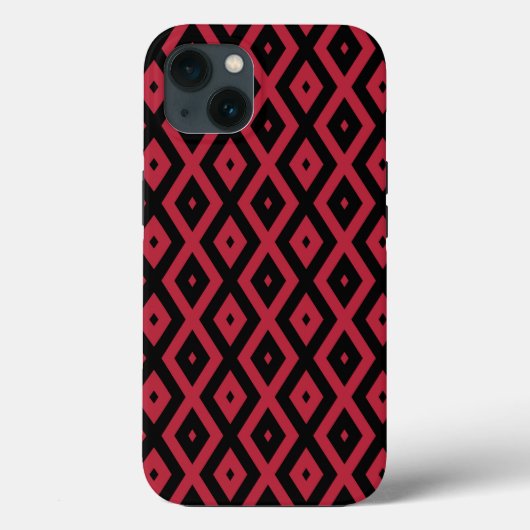 Rotes und schwarzes Rautenmuster Case-Mate iPhone Hülle (Rückseite)