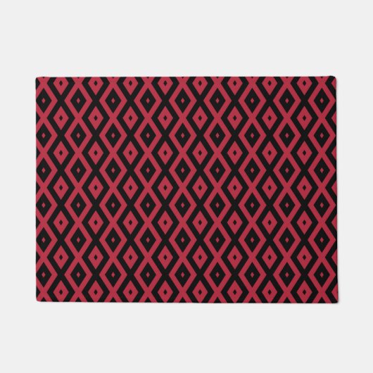 Rotes und schwarzes Rautenmuster Fußmatte (Vorderseite)
