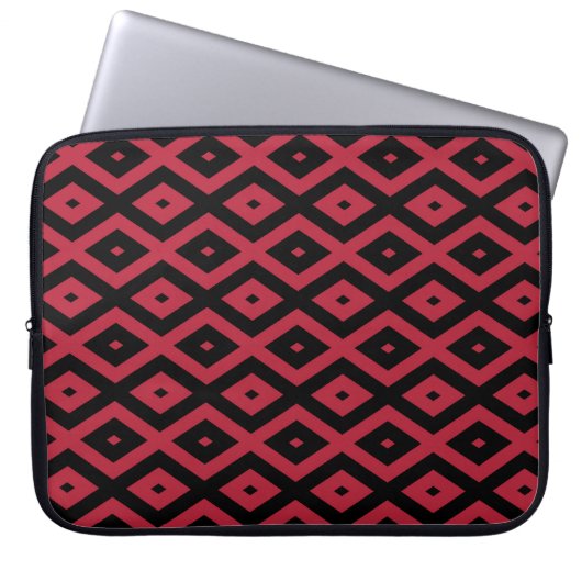 Rotes und schwarzes Rautenmuster Laptopschutzhülle (Vorderseite)
