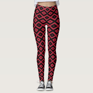 Rotes und schwarzes Rautenmuster Leggings