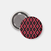 Rotes und schwarzes Rautenmuster Magnet (Vorderseite/Rückseite)