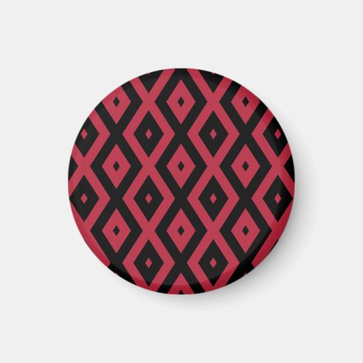 Rotes und schwarzes Rautenmuster Magnet (Vorne)