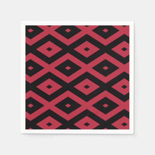 Rotes und schwarzes Rautenmuster Serviette (Vorderseite)