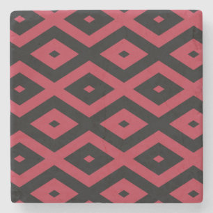 Rotes und schwarzes Rautenmuster Steinuntersetzer