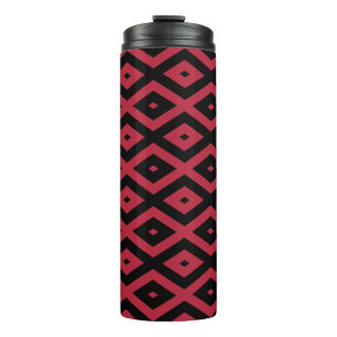 Rotes und schwarzes Rautenmuster Thermosbecher
