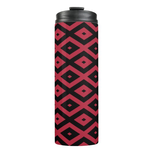 Rotes und schwarzes Rautenmuster Thermosbecher (Vorderseite)