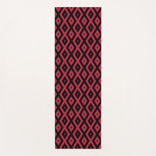 Rotes und schwarzes Rautenmuster Yogamatte (Vorderseite)