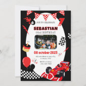 Rotes und Schwarzes Rennen Geburtstagseinladung - Einladung (Vorderseite)