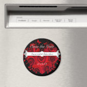 Rotes und schwarzes Rose Herz Speichern Sie die Da Magnet (In Situ (Geschirrspüler))