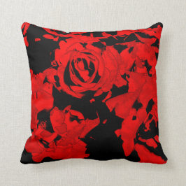 Rotes und schwarzes Rosethrow-Kissen Kissen