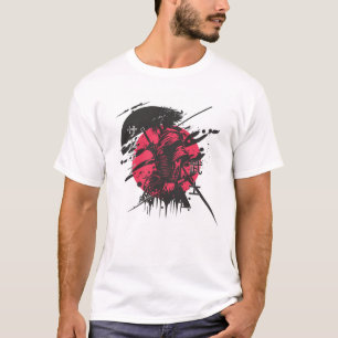 Rotes und schwarzes Samurai-T-Shirt T-Shirt