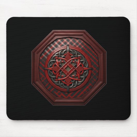 Rotes und schwarzes Schachbrett-Keltischer Knoten Mousepad (Vorne)