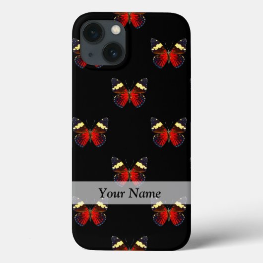 Rotes und schwarzes Schmetterlingsmuster Case-Mate iPhone Hülle (Rückseite)