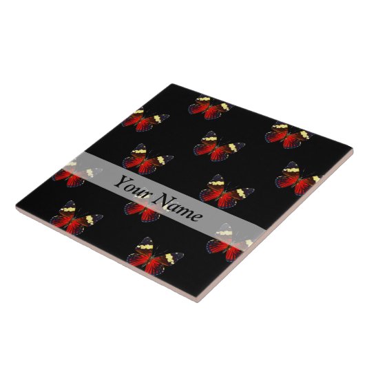 Rotes und schwarzes Schmetterlingsmuster Fliese (Seite)