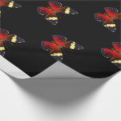 Rotes und schwarzes Schmetterlingsmuster Geschenkpapier (Ecke)