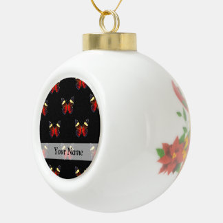 Rotes und schwarzes Schmetterlingsmuster Keramik Kugel-Ornament