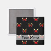 Rotes und schwarzes Schmetterlingsmuster Magnet (Vorderseite/Rückseite)