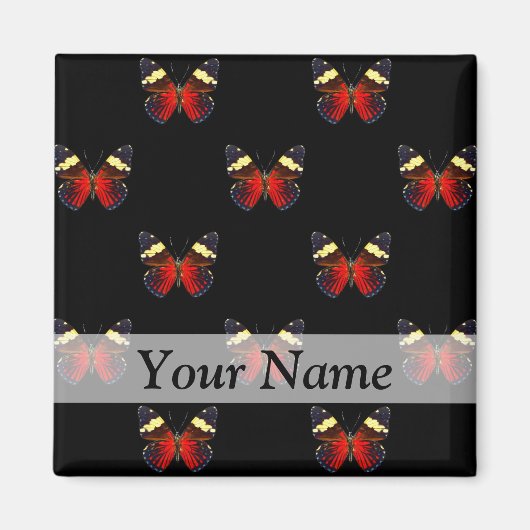Rotes und schwarzes Schmetterlingsmuster Magnet (Vorne)