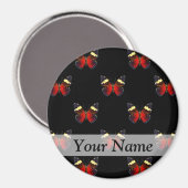 Rotes und schwarzes Schmetterlingsmuster Magnet (Vorderseite/Rückseite)