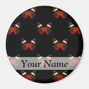 Rotes und schwarzes Schmetterlingsmuster Magnet