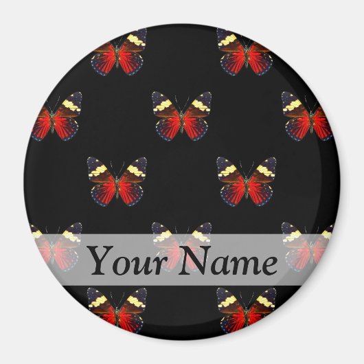 Rotes und schwarzes Schmetterlingsmuster Magnet (Vorne)