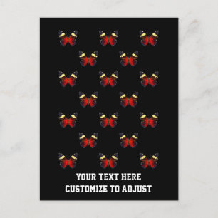 Rotes und schwarzes Schmetterlingsmuster Postkarte