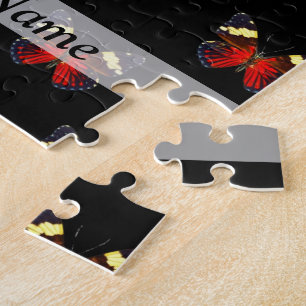 Rotes und schwarzes Schmetterlingsmuster Puzzle