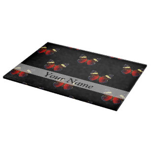 Rotes und schwarzes Schmetterlingsmuster Schneidebrett