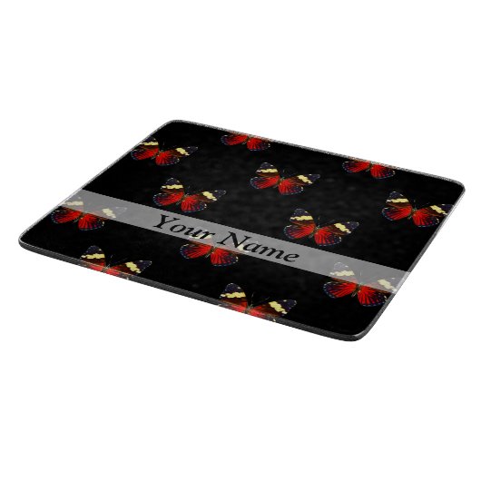 Rotes und schwarzes Schmetterlingsmuster Schneidebrett (Ecke)