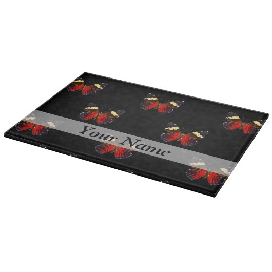 Rotes und schwarzes Schmetterlingsmuster Schneidebrett (Ecke)
