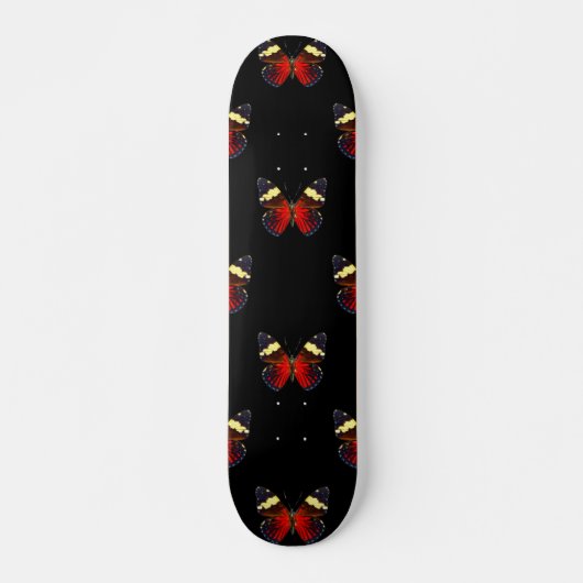Rotes und schwarzes Schmetterlingsmuster Skateboard (Vorne)