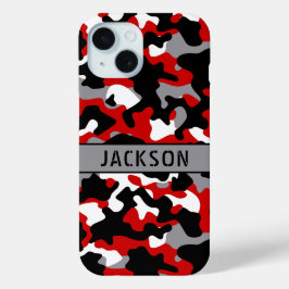 Rotes und schwarzes Tarnmuster personalisiert Case-Mate iPhone Hülle