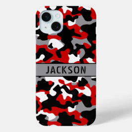 Rotes und schwarzes Tarnmuster personalisiert Case-Mate iPhone Hülle