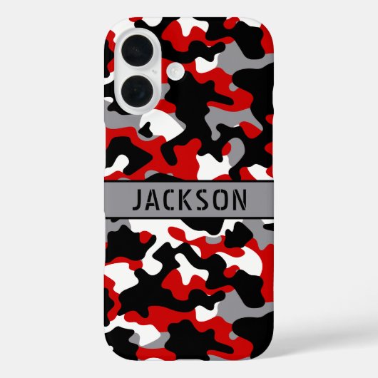 Rotes und schwarzes Tarnmuster personalisiert Case-Mate iPhone Hülle (Rückseite)