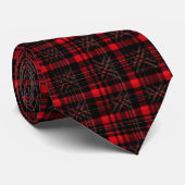 Rotes und schwarzes Tartan-Muster Krawatte (Gerollt)