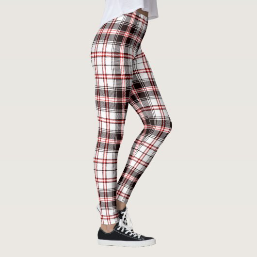 Rotes und schwarzes Tartan-Muster Leggings (Rechts)