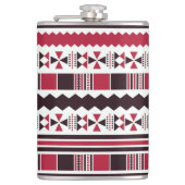 Rotes und schwarzes Tribal-Muster Flachmann (Vorderseite)