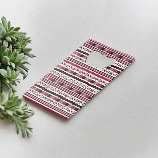 Rotes und schwarzes Tribal-Muster Geldbeutel Flaschenöffner