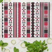 Rotes und schwarzes Tribal-Muster Geschirrtuch (Gefaltet)