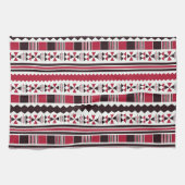 Rotes und schwarzes Tribal-Muster Geschirrtuch (Horizontal)