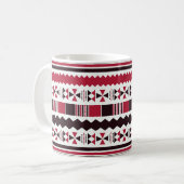 Rotes und schwarzes Tribal-Muster Kaffeetasse (Vorderseite Links)