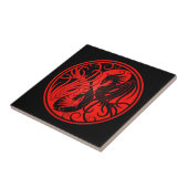 Rotes und schwarzes Yin Yang Phoenix Fliese (Seite)