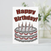 Rotes und Silberes Geburtstagskuchen-Party Einladung (Stehend Vorderseite)